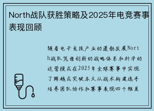 North战队获胜策略及2025年电竞赛事表现回顾